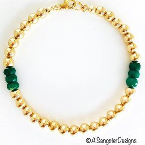 Faceted Emeralds +14K Gold Filled Bracelet